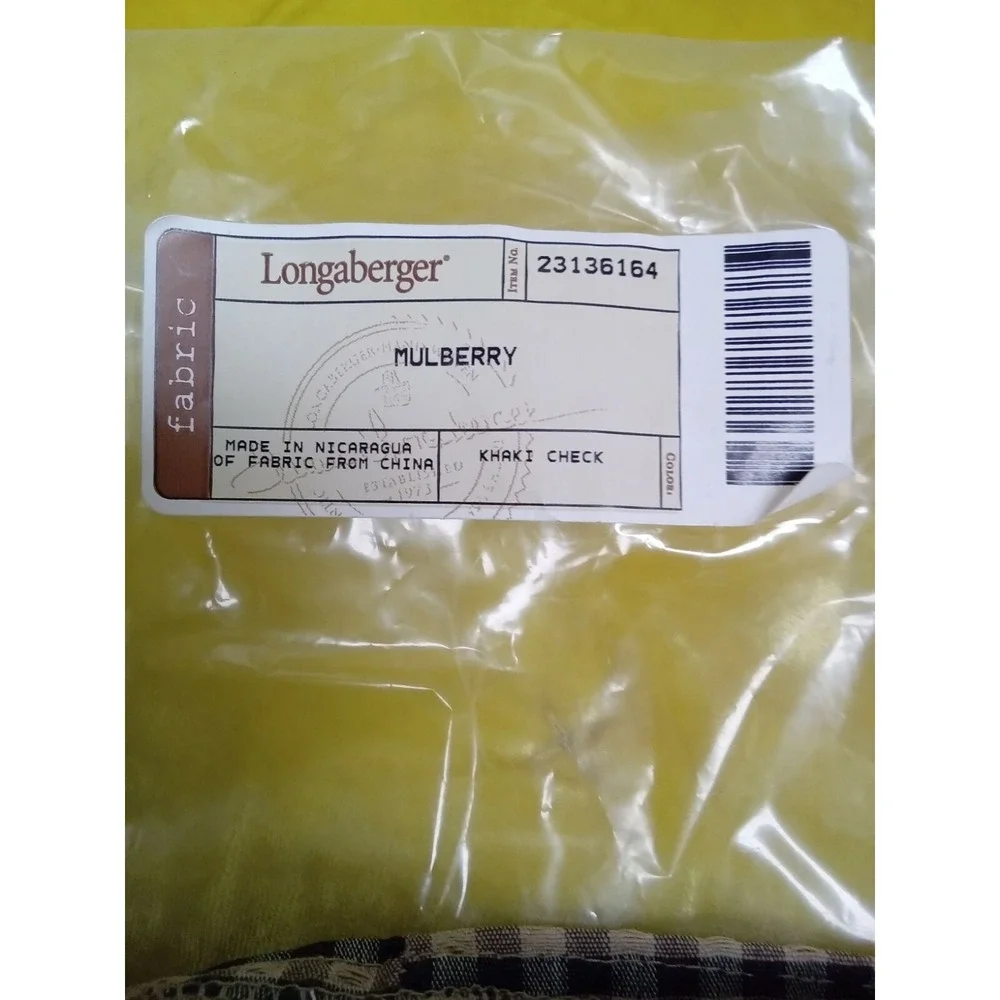 Longaberger Mulberry‎ Basket Liner Khaki Check Fabric 23136164 New in Bag
